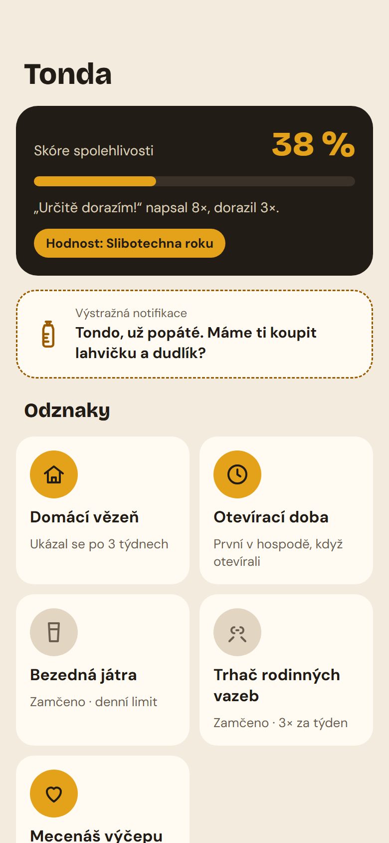 Skóre spolehlivosti a odznaky