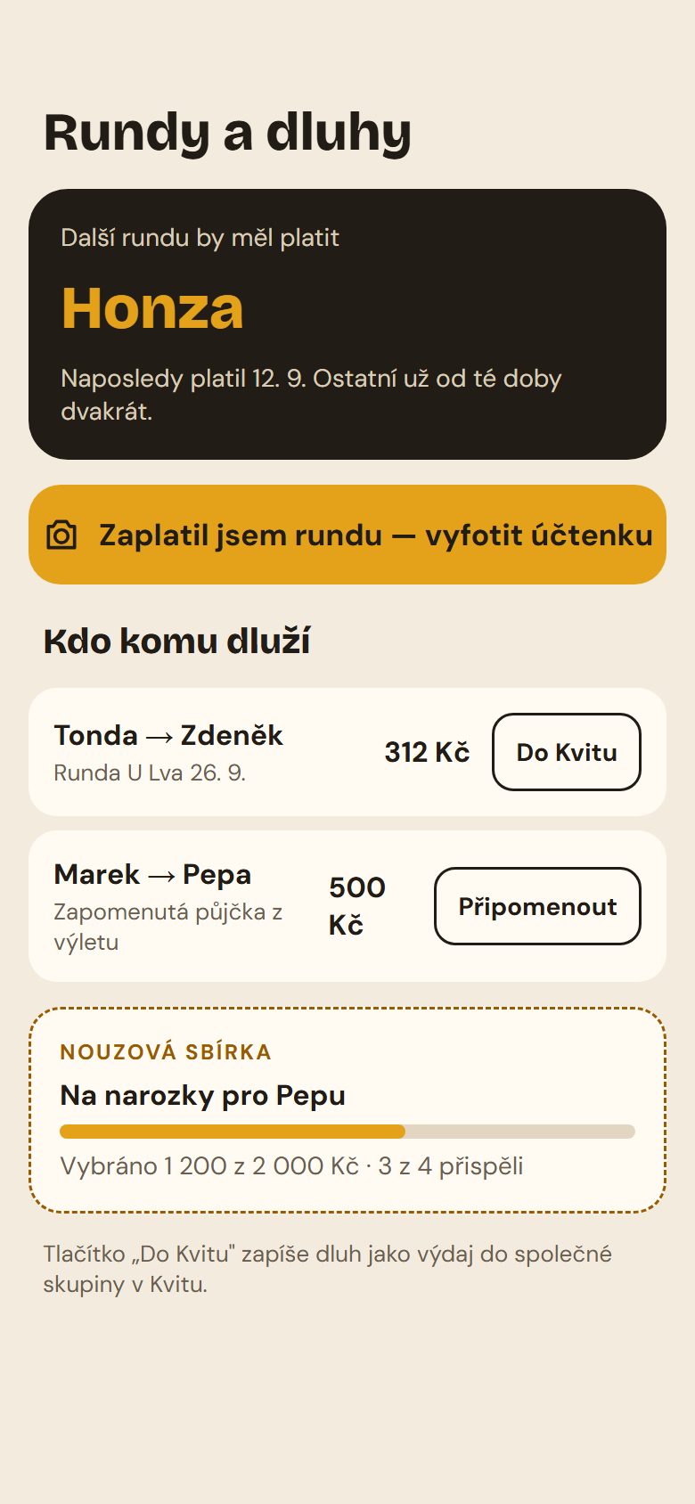Rundy a dluhy s QR platbou